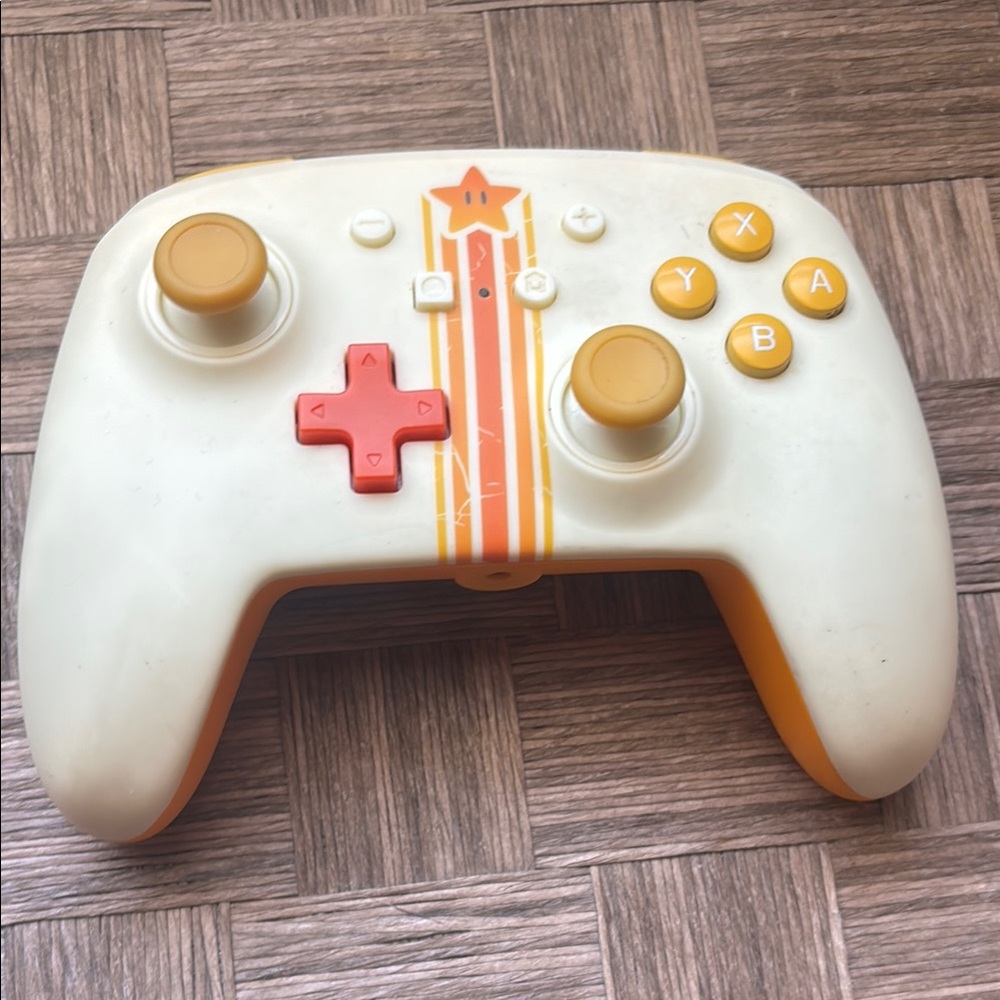 Star Themed Wireless Game Controller - Cream and Orange